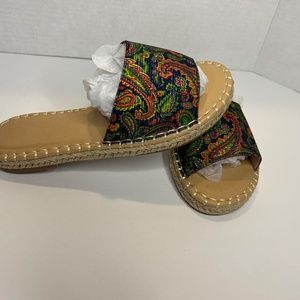 Women Paisley Pattern Colorful Espadrille Flat Sandals Sz. 6.5